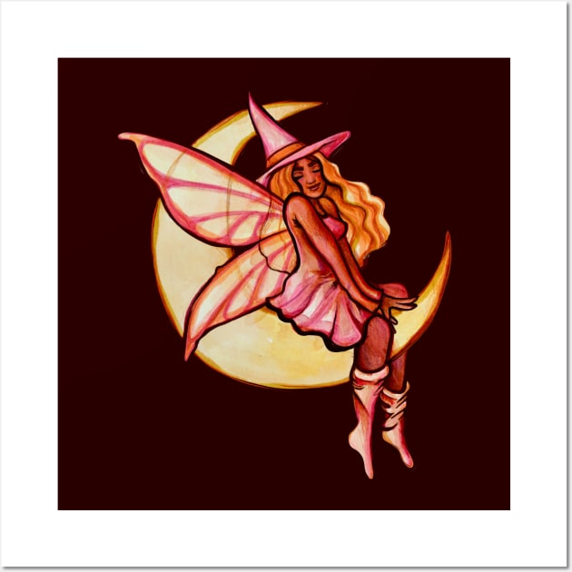 Autumn Moon Witch Fairy Wall Art by bubbsnugg